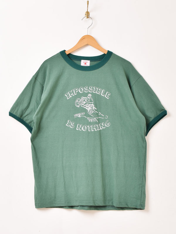 Backers プリント リンガーTシャツ「IMPOSSIBLE IS NOTHING」