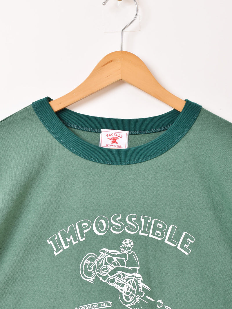 Backers プリント リンガーTシャツ「IMPOSSIBLE IS NOTHING」