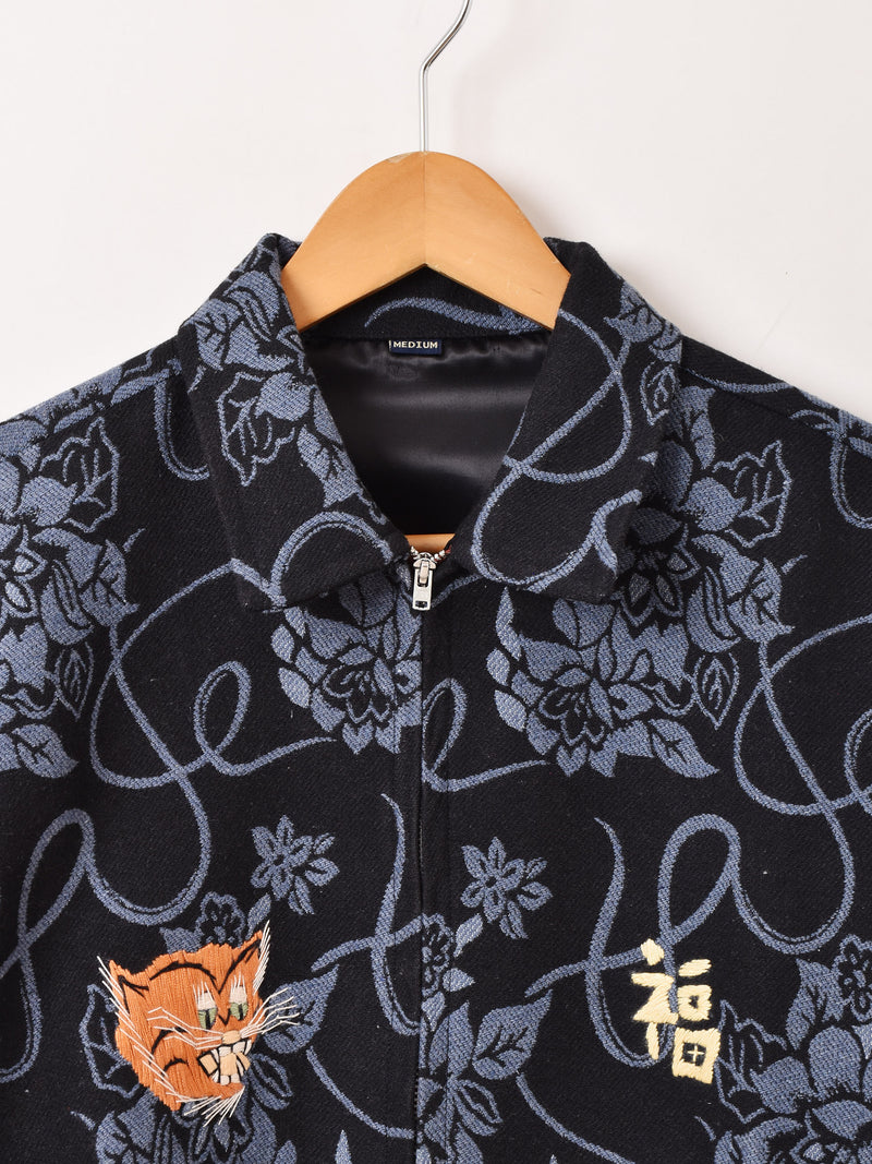 VINTAGE　ジャケット　落書き　花柄　cityshop　bonum 2色展開】 花柄 ゴブラン織り ベトジャンタイプ ジャケット – 古着屋