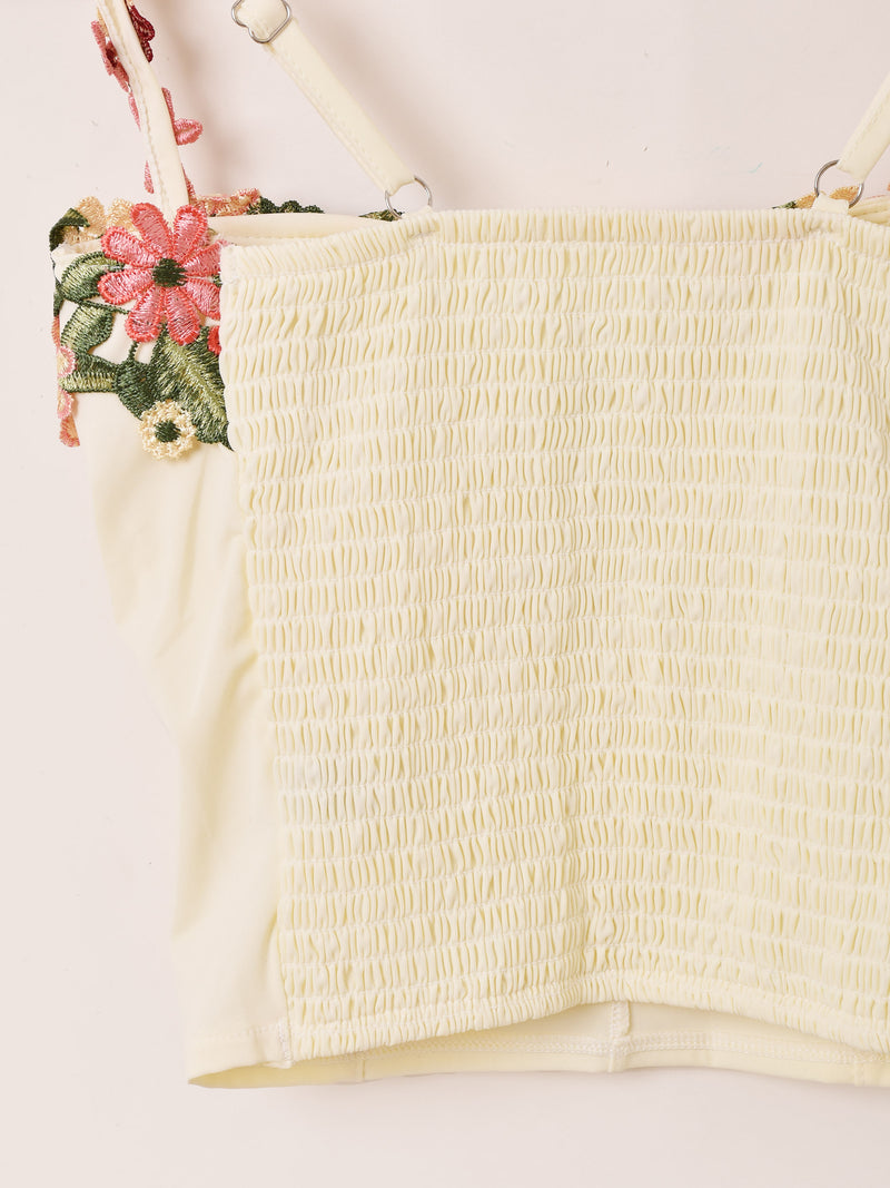 2色展開】Meridian フラワー刺繍 ビスチェ – 古着屋Top of the Hillの