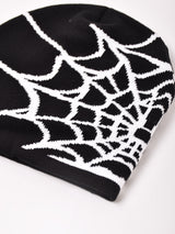 【2色展開】スパイダーウェブ柄 ニットキャップ