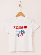 フロッキープリント Tシャツ「MUSHROOM」