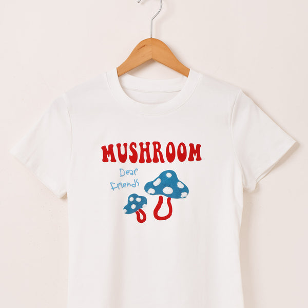 フロッキープリント Tシャツ「MUSHROOM」 – 古着屋Top of the Hillの