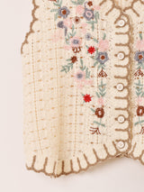 【2色展開】Elcamino フラワー刺繍 クロシェベスト