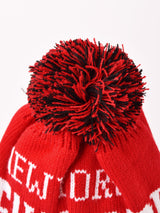 【2色展開】ポンポン付き ロゴ ニットキャップ「NEW YORK」