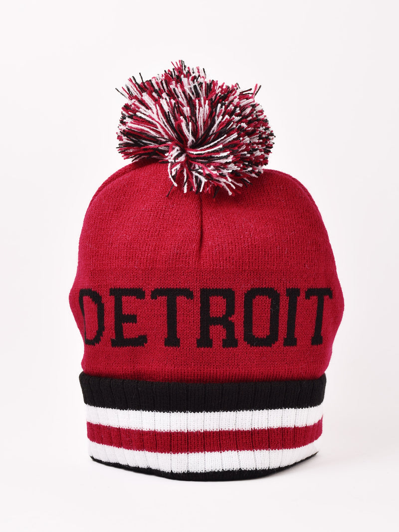 3色展開】ポンポン付き ロゴ ニットキャップ「DETROIT」 – 古着屋Top