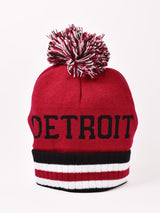 【3色展開】ポンポン付き ロゴ ニットキャップ「DETROIT」