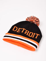【3色展開】ポンポン付き ロゴ ニットキャップ「DETROIT」