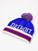 【3色展開】ポンポン付き ロゴ ニットキャップ「DETROIT」