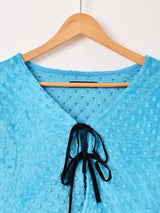 【2色展開】Meridian ミンキードット ラッフルスリーブ 長袖ブラウス