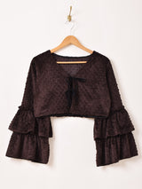 【2色展開】Meridian ミンキードット ラッフルスリーブ 長袖ブラウス