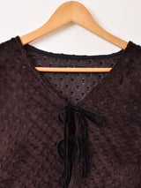 【2色展開】Meridian ミンキードット ラッフルスリーブ 長袖ブラウス