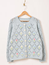 【2色展開】Meridian フラワー刺繍 カーディガン