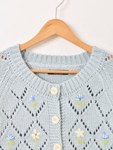 【2色展開】Meridian フラワー刺繍 カーディガン