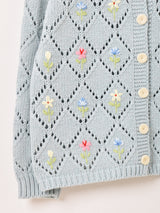 【2色展開】Meridian フラワー刺繍 カーディガン
