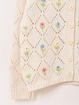 【2色展開】Meridian フラワー刺繍 カーディガン