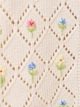 【2色展開】Meridian フラワー刺繍 カーディガン