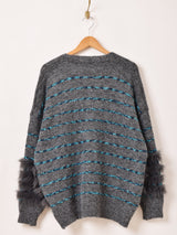 【2色展開】Meridian ラインデザイン ファー カーディガン