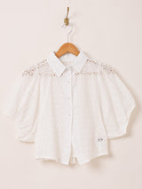 Meridian カットワークレース 半袖シャツ