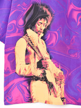 Jimi Hendrix プリント 刺繍入り 半袖オープンカラーシャツ
