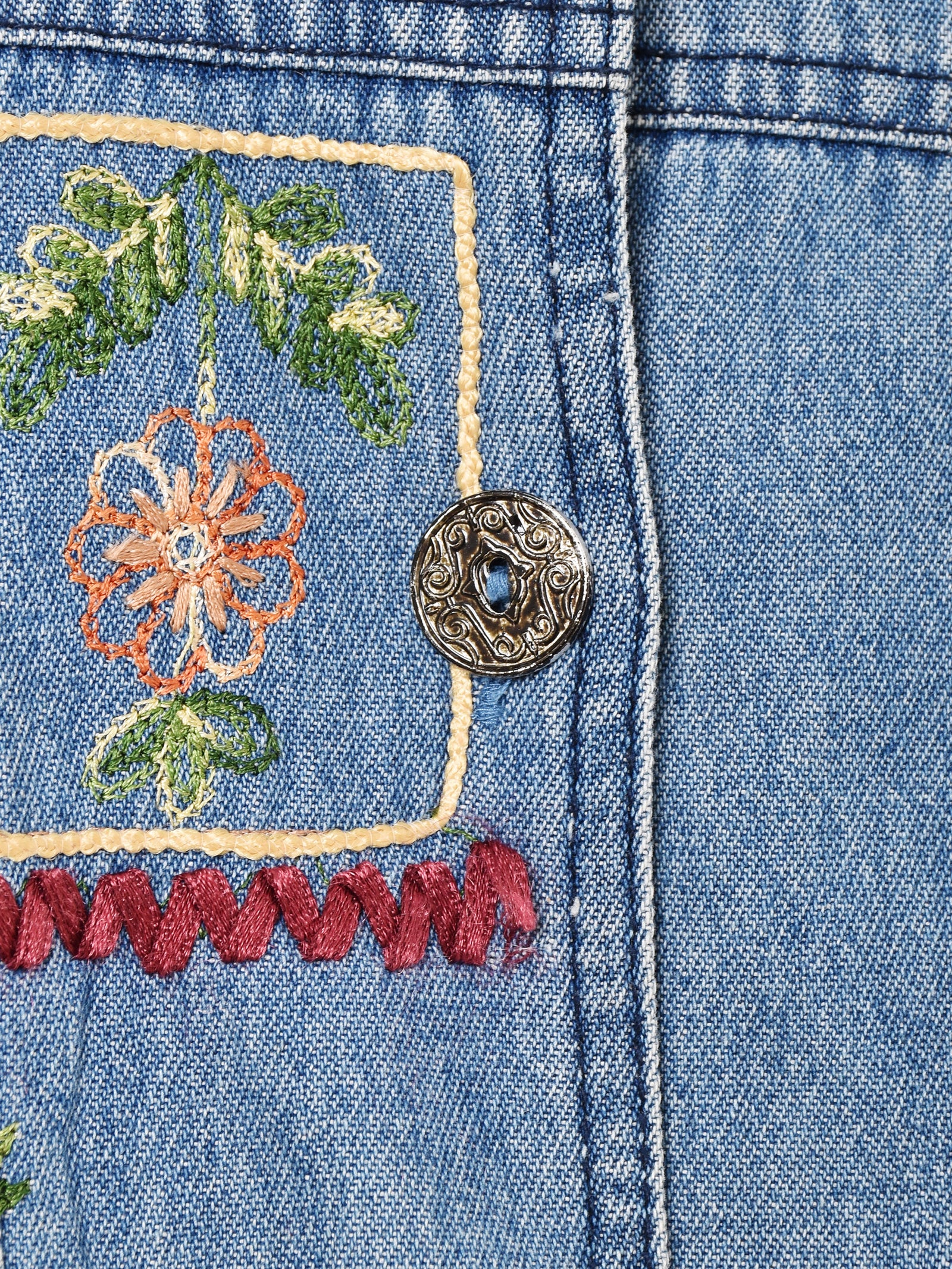 Che 花刺繍 デニムジャケット M 楽天市場】Gジャン 「 花に集まる 蝶。」 チャイナボタン