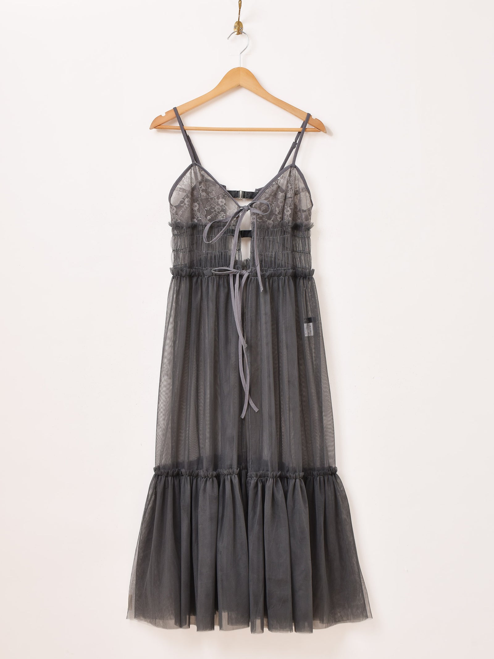 6色展開】Meridian チュール フロントオープン キャミソールワンピース