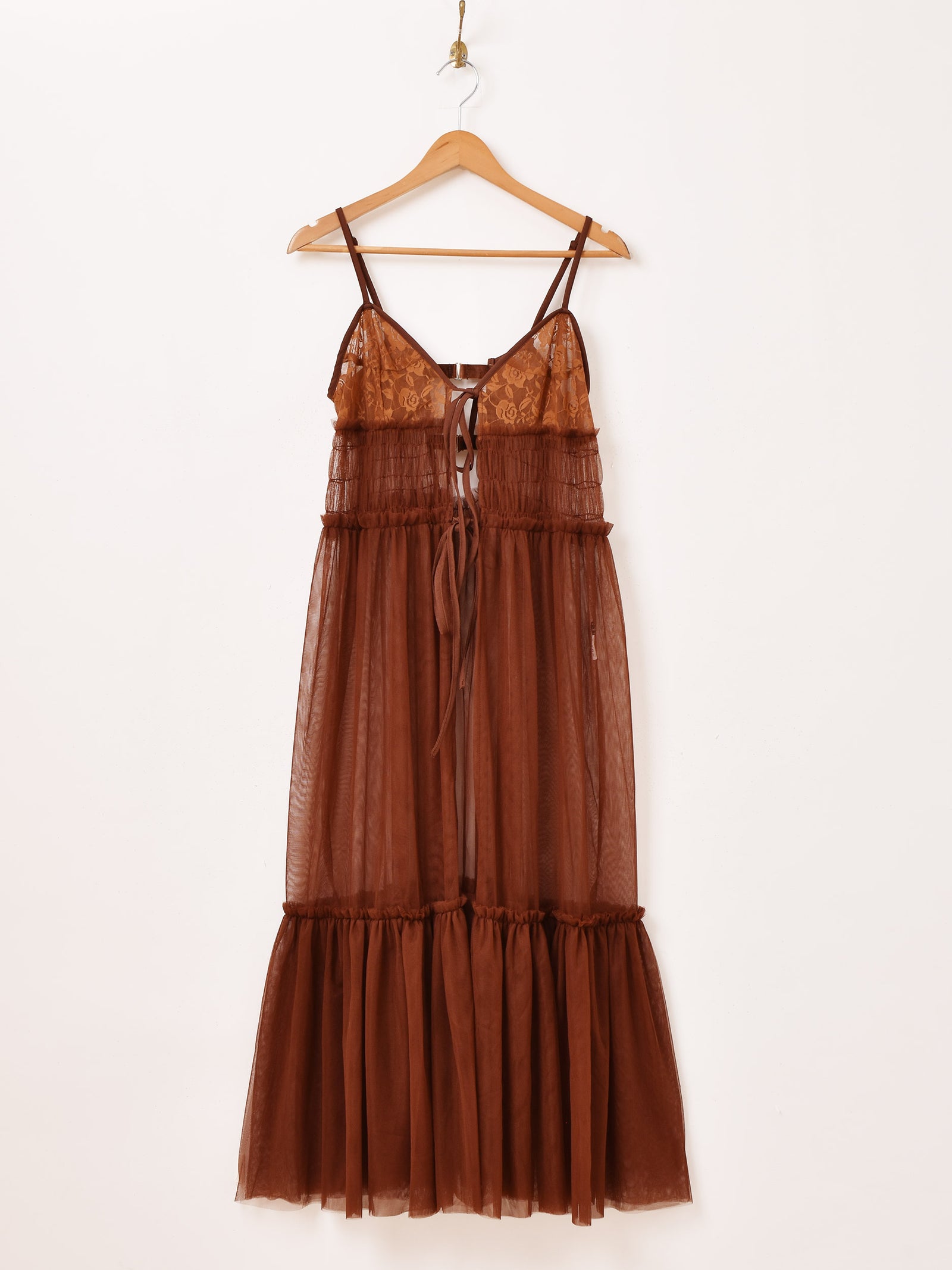 6色展開】Meridian チュール フロントオープン キャミソールワンピース