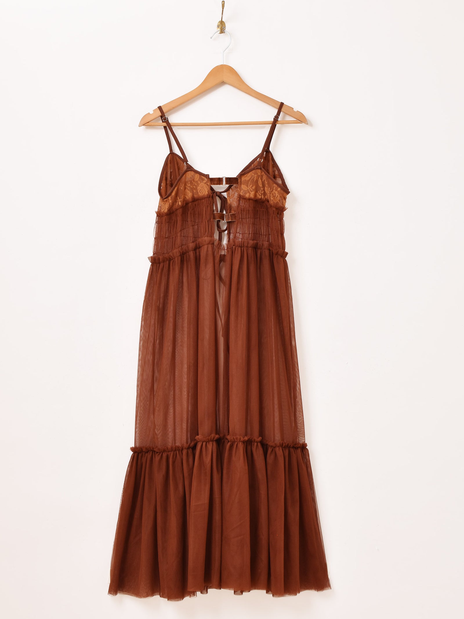 6色展開】Meridian チュール フロントオープン キャミソールワンピース