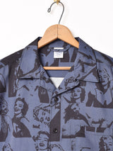 【2色展開】TEMPTATION マリリンモンロー 総柄 オープンカラー 長袖シャツ