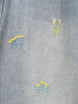 Elcamino フラワー刺繍 カーブデニムパンツ
