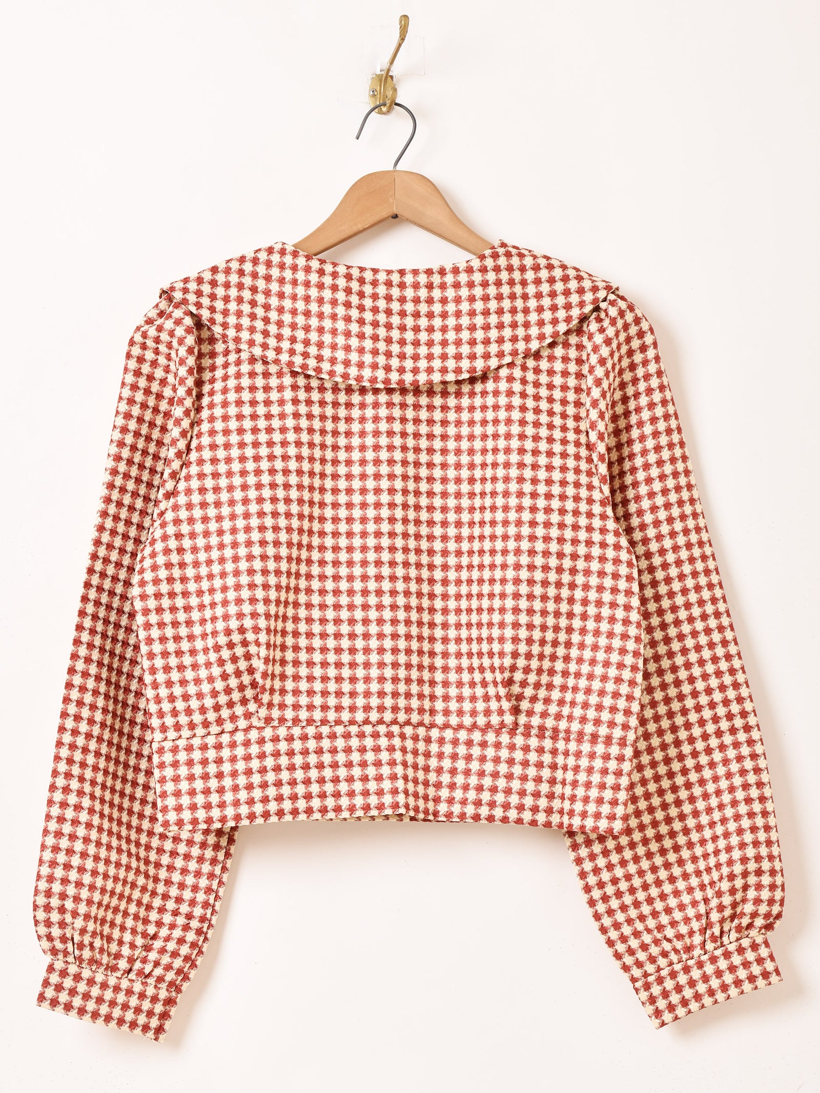 PLEATS PLEASE 千鳥格子柄　長袖カットソー3 3色展開】Meridian 千鳥格子柄 ビッグカラー 長袖ブラウス – 古着屋Top