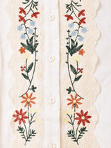 Meridian フラワー刺繍 レース 長袖ブラウス