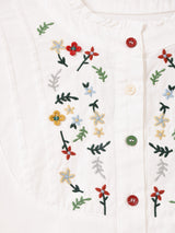 Meridian カラフルボタン 刺繍 長袖ブラウス
