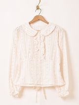 【3色展開】Meridian 花柄 フリル 長袖ブラウス