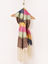 【2色展開】大判 カラフル マルチボーダー ストール