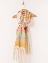 【2色展開】大判 カラフル マルチボーダー ストール