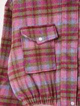 【2色展開】Meridian チェック柄 フェイクファー ブルゾン