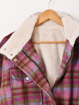 【2色展開】Meridian チェック柄 フェイクファー ブルゾン