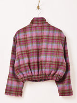 【2色展開】Meridian チェック柄 フェイクファー ブルゾン