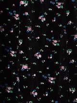 Meridian 小花柄 ベロア フリルヘム ロングパンツ