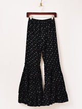 Meridian 小花柄 ベロア フリルヘム ロングパンツ