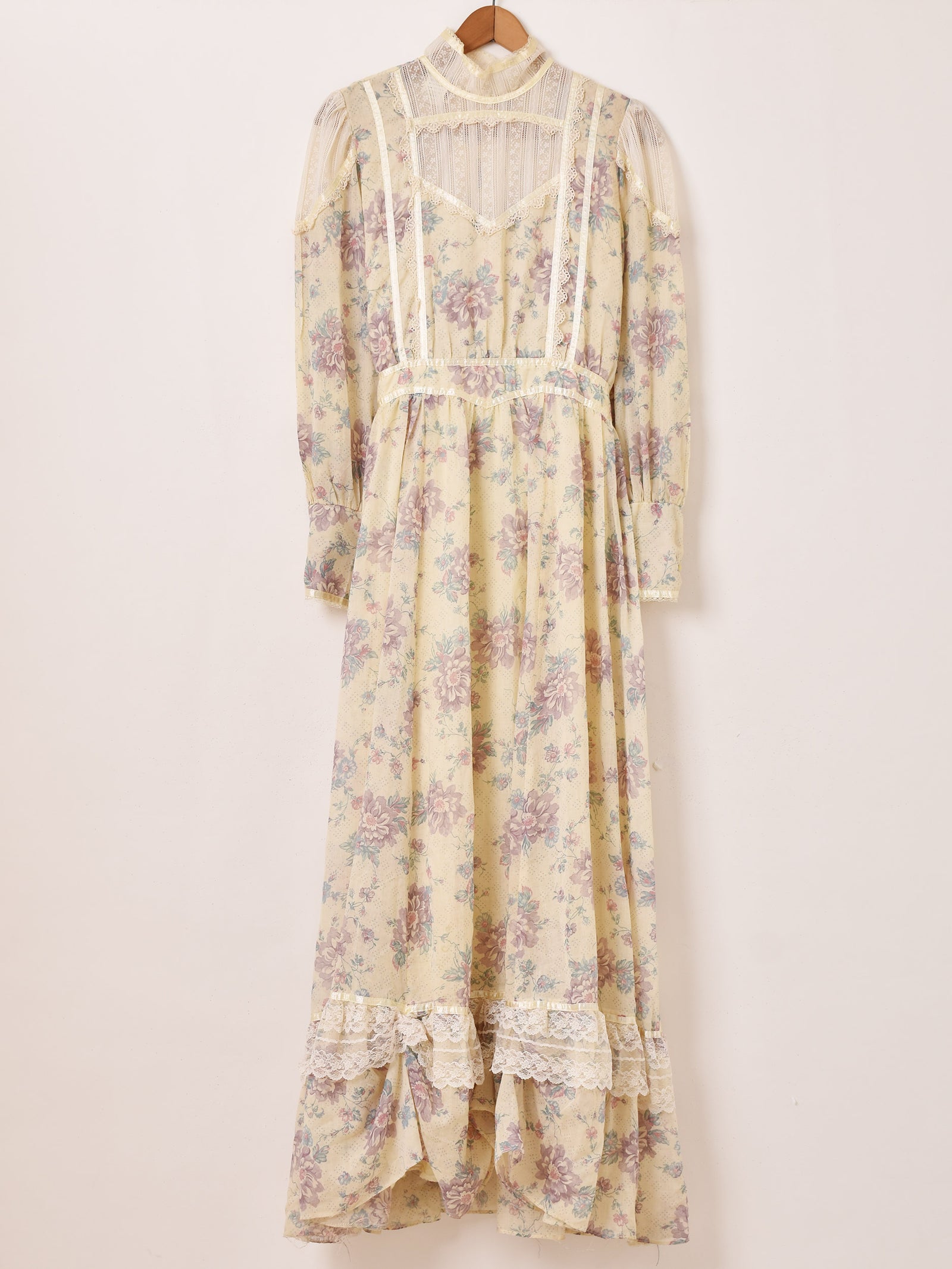 gunne sax 花柄ロングワンピース 70's Made in USA 