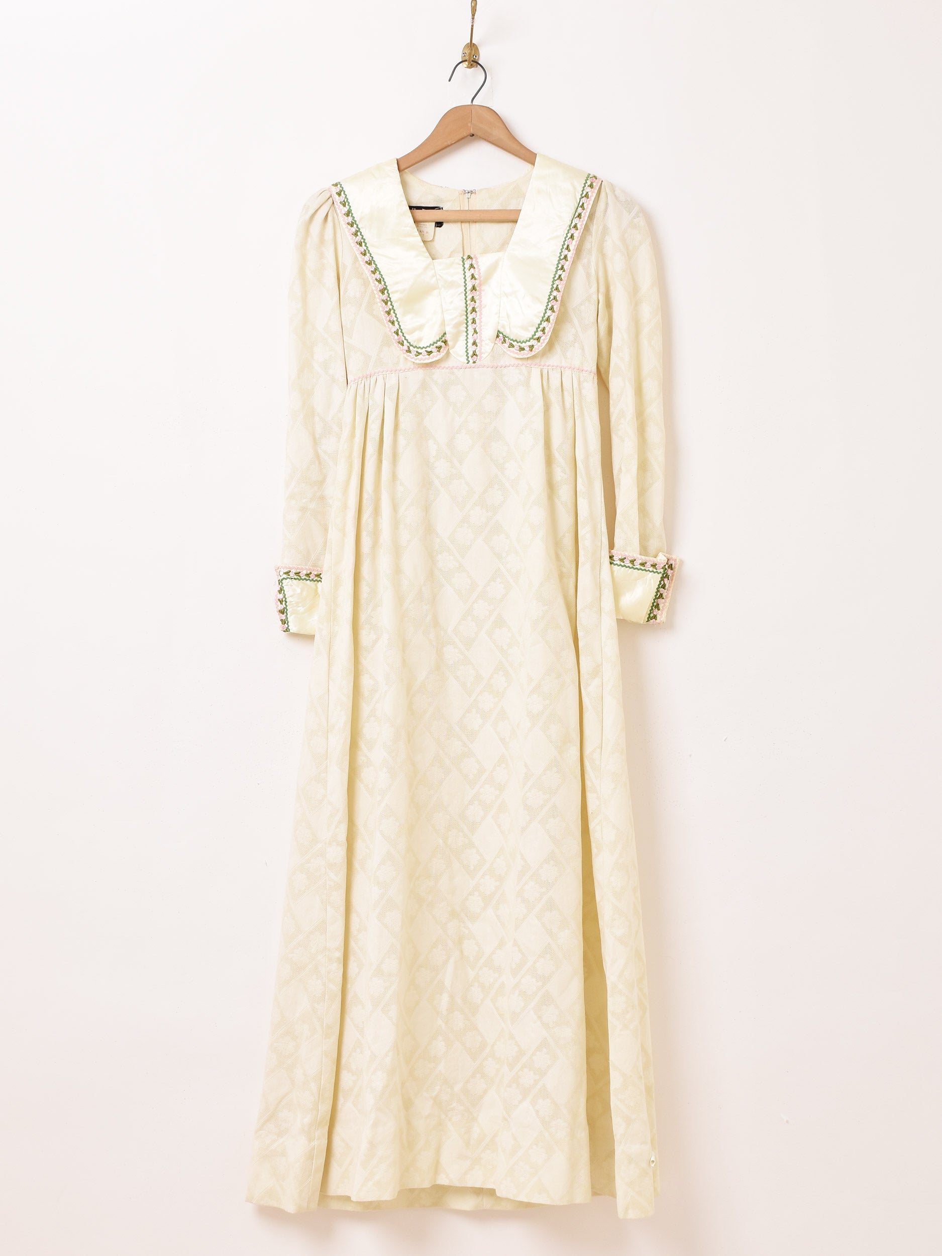 gunnesax ワンピース ヴィンテージ 生成 レディース 古着 70s USA製 GUNNE SAX フラワー ボタニカル