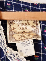 70's Made in USA "GUNNE SAX" レース 小花柄 長袖ワンピース