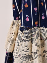 70's Made in USA "GUNNE SAX" レース 小花柄 長袖ワンピース