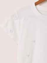 【2色展開】Meridian ハート 刺繍 Tシャツ