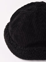 【3色展開】太畝コーデュロイ ボア ロールキャップ