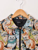 【2色展開】Meridian アニマル ゴブラン織り ショートジャケット 猫柄