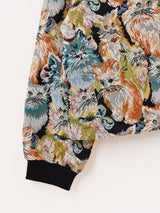 【2色展開】Meridian アニマル ゴブラン織り ショートジャケット 猫柄