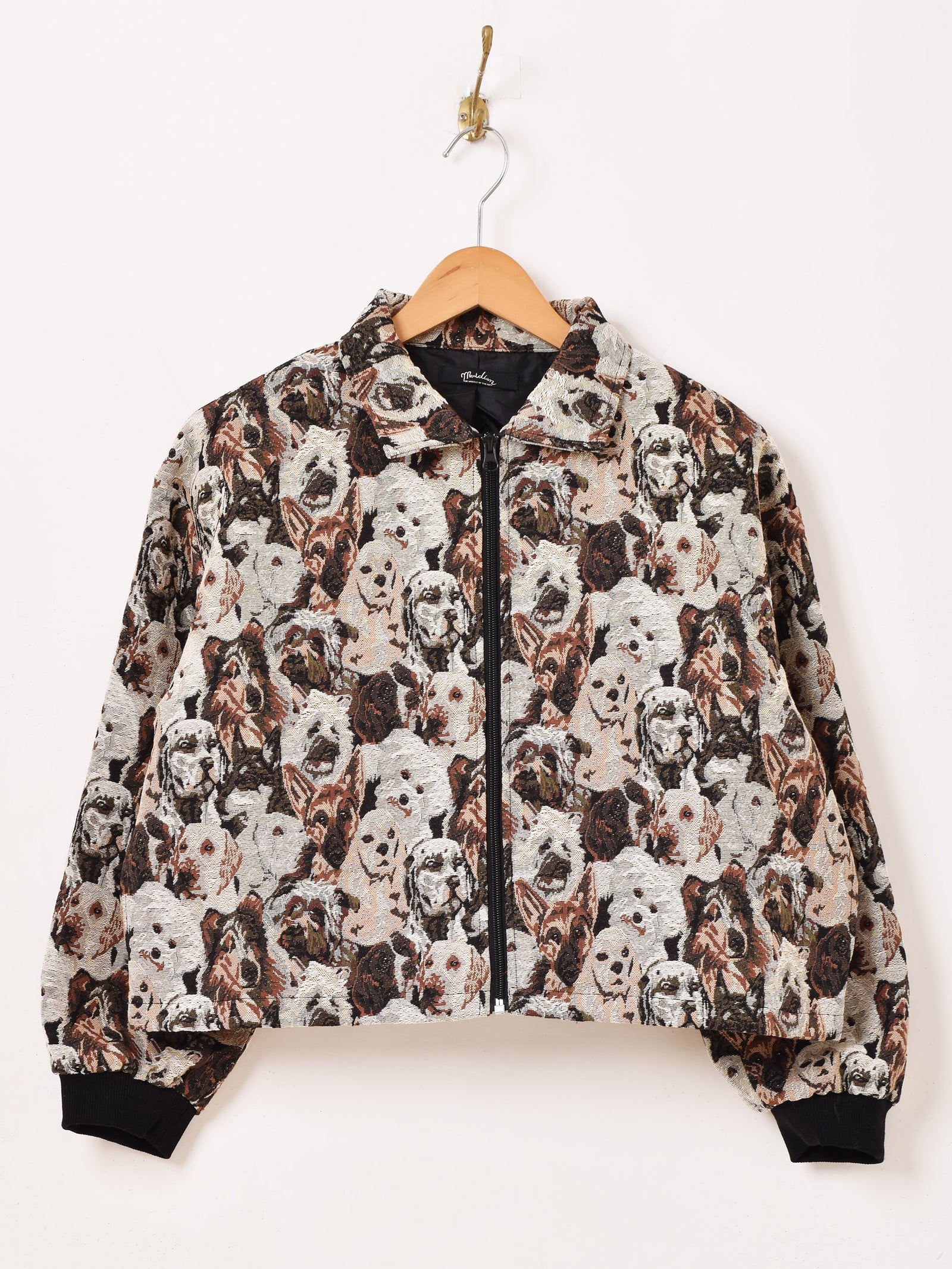 2色展開】Meridian アニマル ゴブラン織り ショートジャケット 猫柄